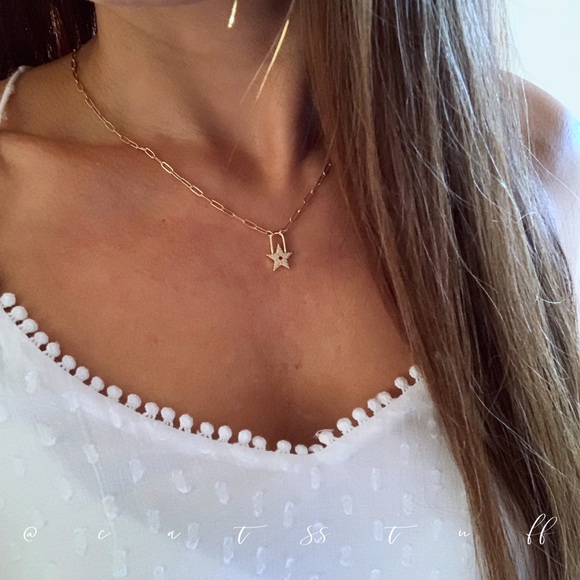 CZ Star Padlock Necklace - Picture 6 of 9